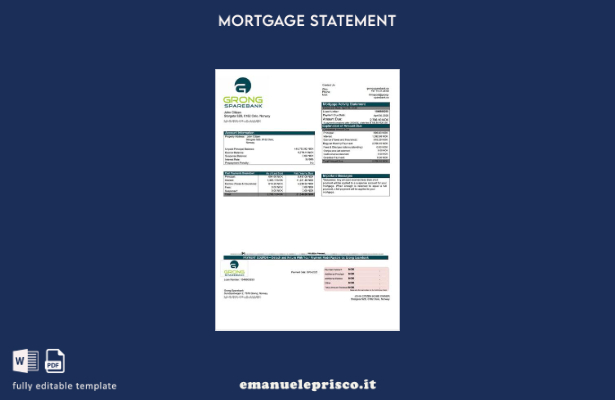 stile verificato Dichiarazione di mutuo Norvegia Grong Sparebank Modello Word e 